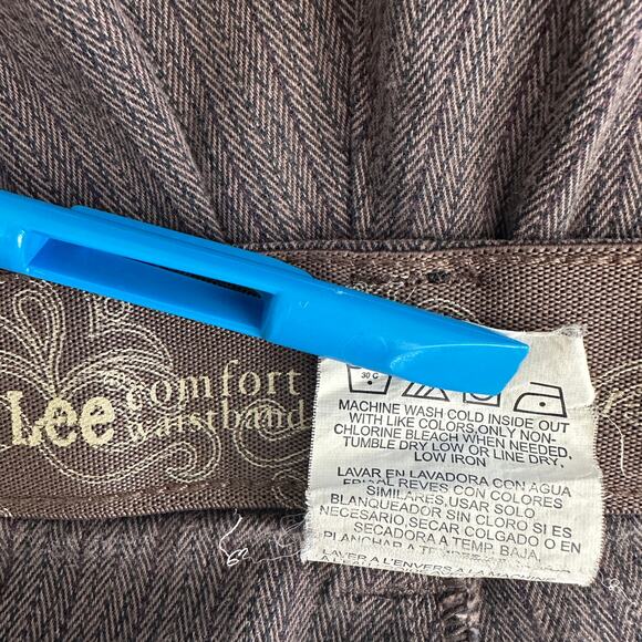 Lee Comfort Waistband Pinstripe Pants 10P Brown Purple Y2K Academia Grunge EUC - Picture 8 of 9